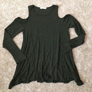 Lush Stripe Cold Shoulder Top - S